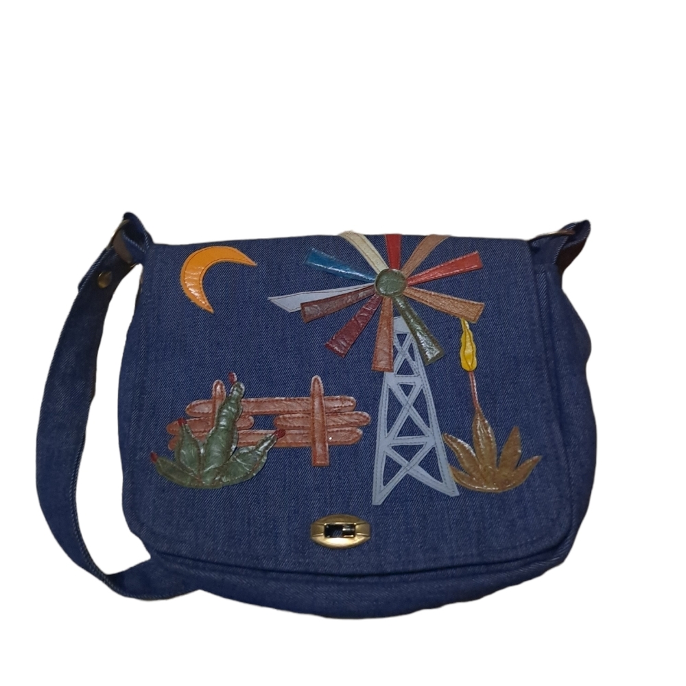 Denim Tote Bag Patchwork Recycled Shoulder Chala … - image 3